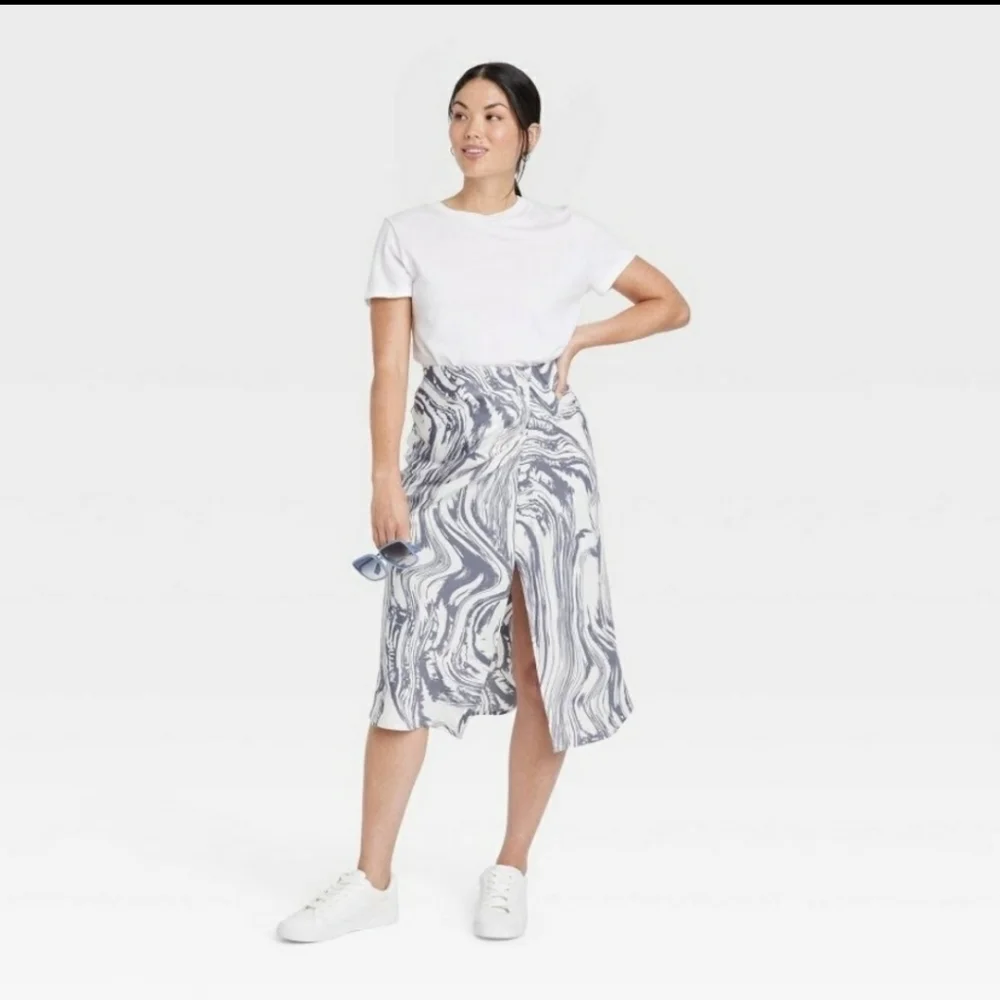 Women's Runched Satin Midi Slip Skirt - A New Day - Picture 1 of 9